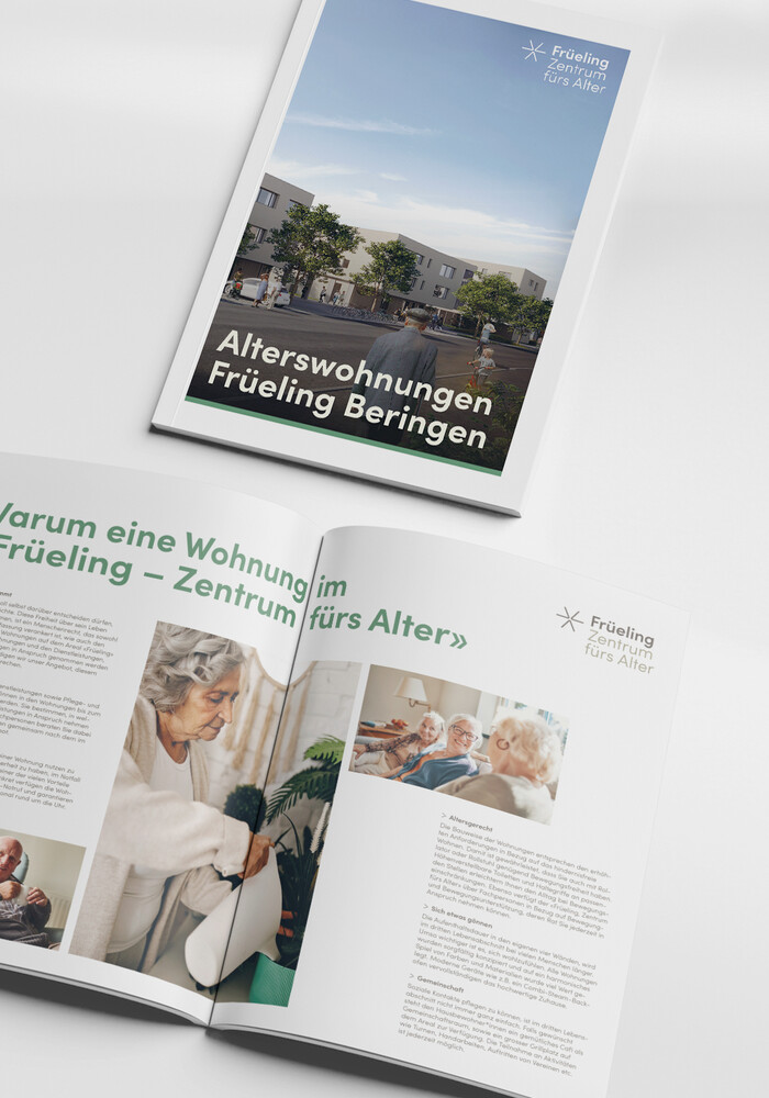 Broschüre «Alterswohnungen Früeling Beringen», aufgeschlagen