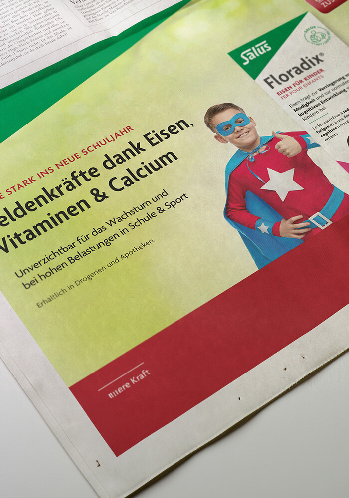 Inserat «Heldenkräfte dank Eisen, Vitaminen & Calcium»