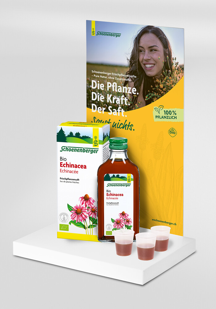 Verkaufsdisplay mit Echinacea-Produkten