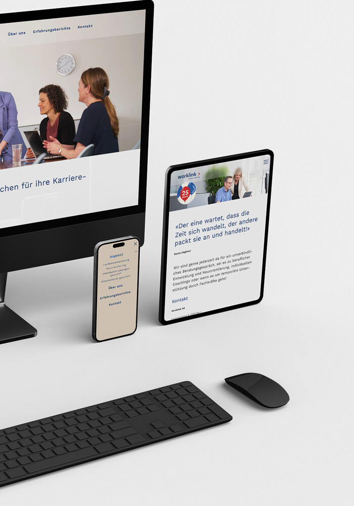 Die Website auf Tablet und Telefon